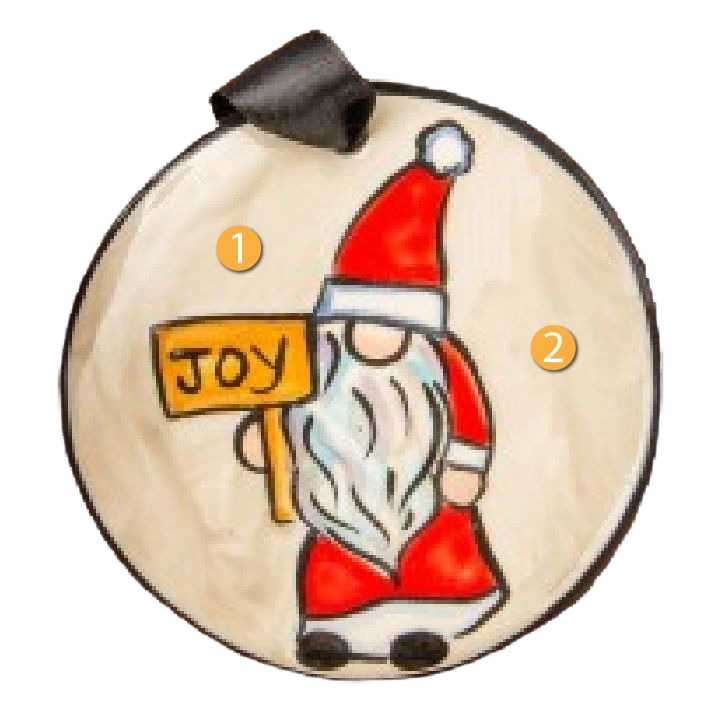 Hand-painted ceramic gnome ornament holding a JOY sign, part of Christmas Ornaments & Tree Decorations under $50 collection