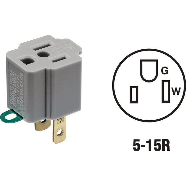 Leviton 15 Amp Gray Grounding Cube Tap Outlet Adapter – Hartville Hardware