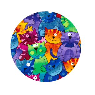 Round silicone trivet with colorful cartoon cat faces, heat-resistant kitchen gadget for stove and countertop protection under $50