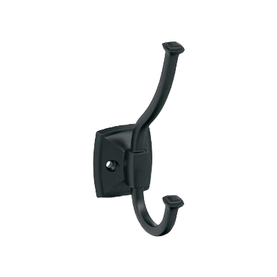 Matte black double prong wall hook for bathroom and storage organization in home improvement and accessories hardware collections