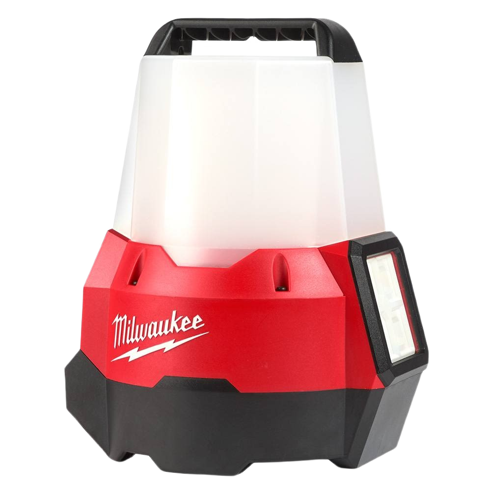 Compact Milwaukee utility light with red and black housing for work lights and home improvement projects
