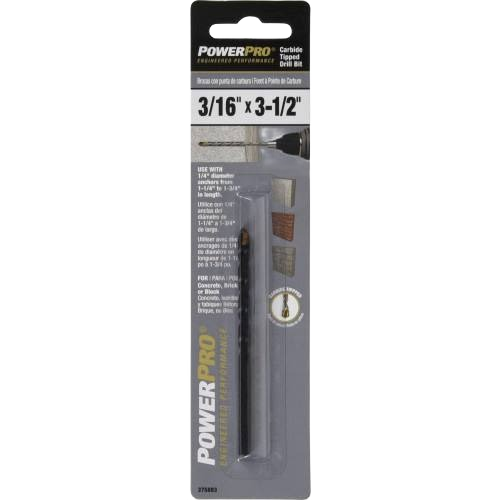 3/16-inch by 3-1/2-inch carbide-tipped drill bit for masonry with premium durability in hardware and tool accessories collections