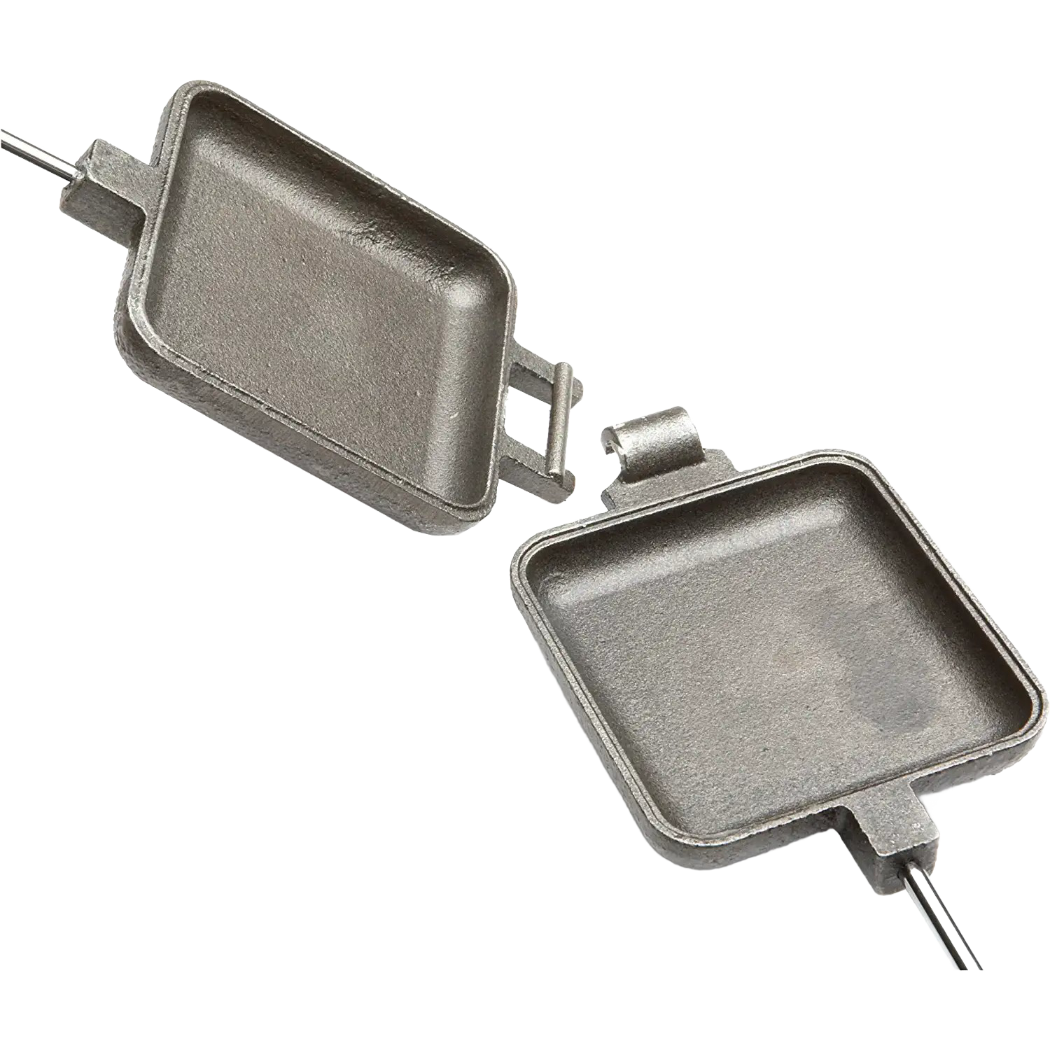 Square cast iron pie cooker with hinged lid and long handles for outdoor cooking and grilling accessories under $50