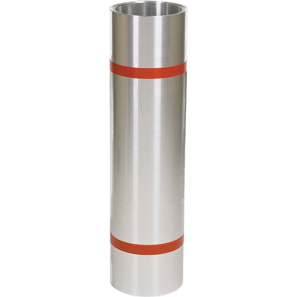 Rolled aluminum flashing with red protective bands, suitable for roofing and building materials under $50 collection.