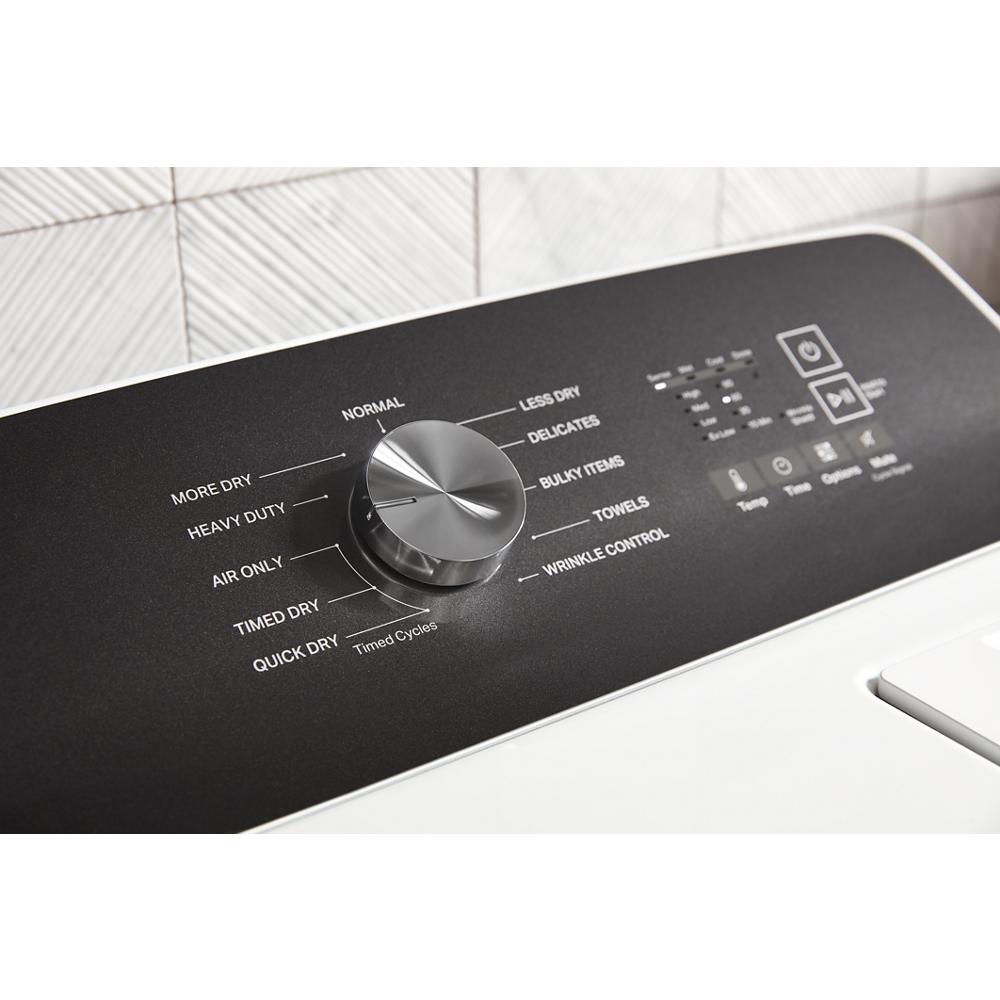 Close-up of a gas dryer control panel with cycle options and digital display from dryers and appliances collection