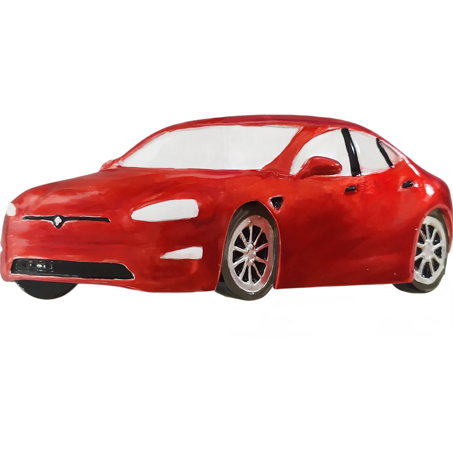 Red electric car ornament with sleek design and silver wheels for Christmas Ornaments & Tree Decorations collection