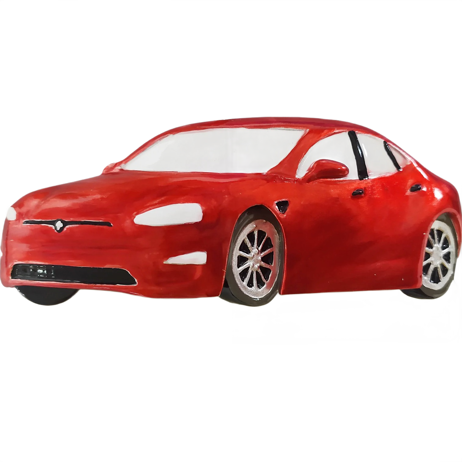 Red electric car ornament with sleek design and silver wheels for Christmas Ornaments & Tree Decorations collection