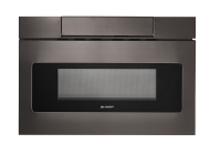 Stainless steel flat panel microwave drawer with black glass window and easy touch open control from Kitchen & Kitchenware collection