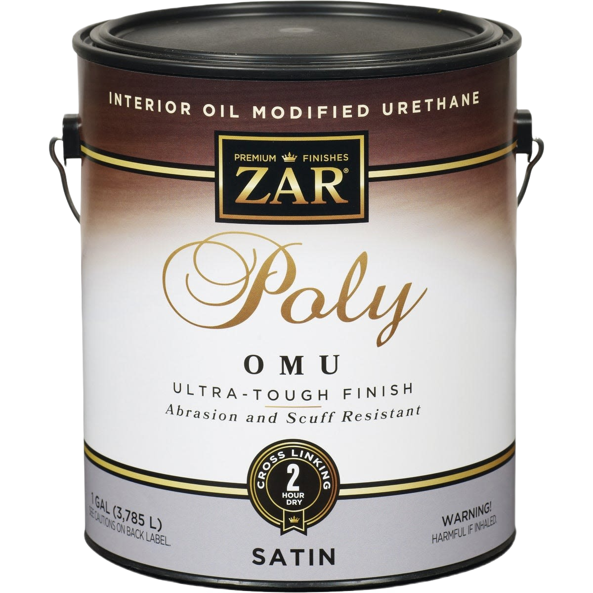 Gallon can of interior oil-modified satin polyurethane for durable home finishing in stains and sealers category