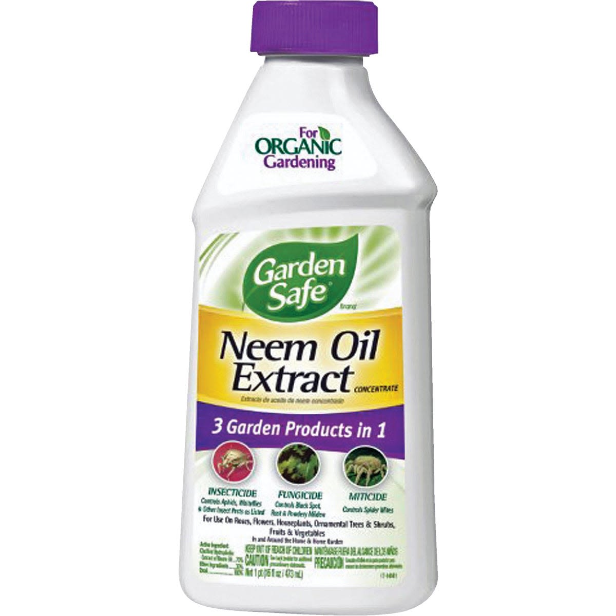 16 oz. bottle of Garden Safe neem oil extract concentrate for insect and pest control in lawn and garden collection