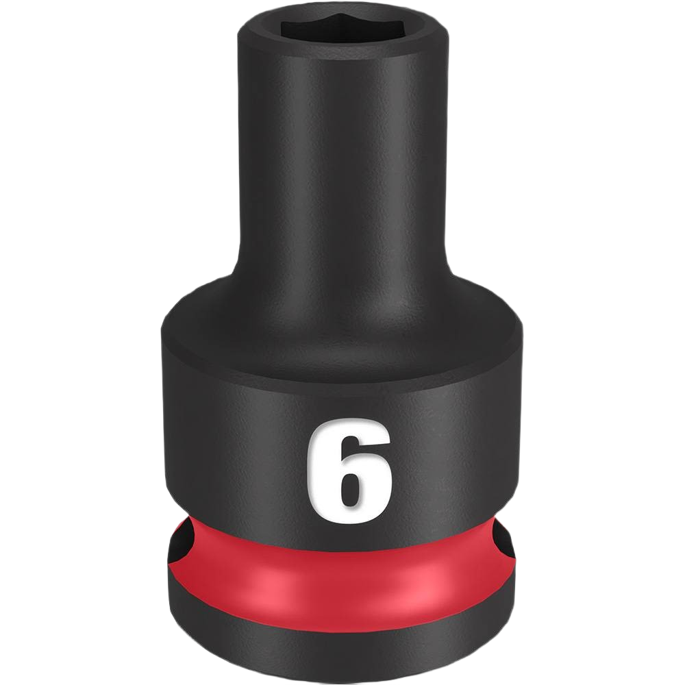 Black impact-rated 6-point 6-mm socket with red accent for sockets and ratchets in hand tools collections