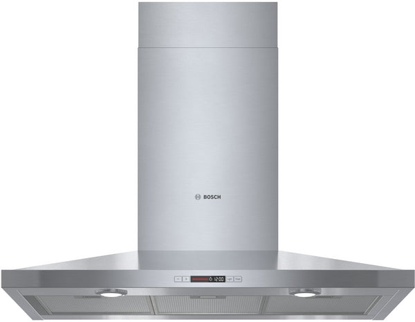 36-inch stainless steel wall hood with LED lighting and digital controls from Bosch Range Hoods collection