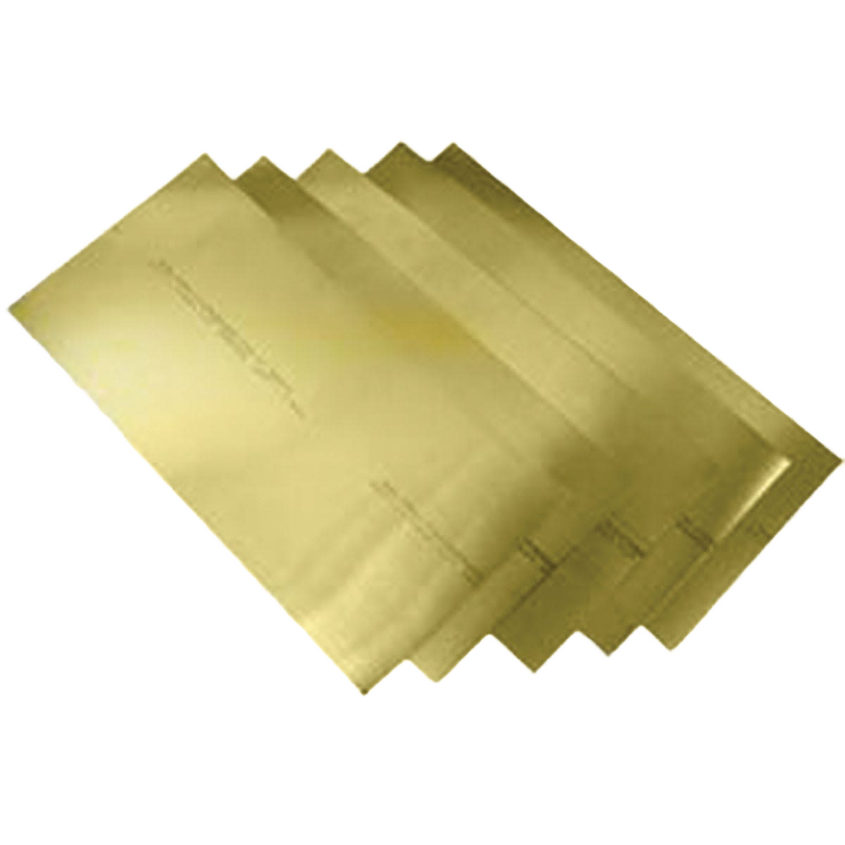 Stack of thin brass shim sheets with smooth surface for precision adjustments in tools and home improvement tasks