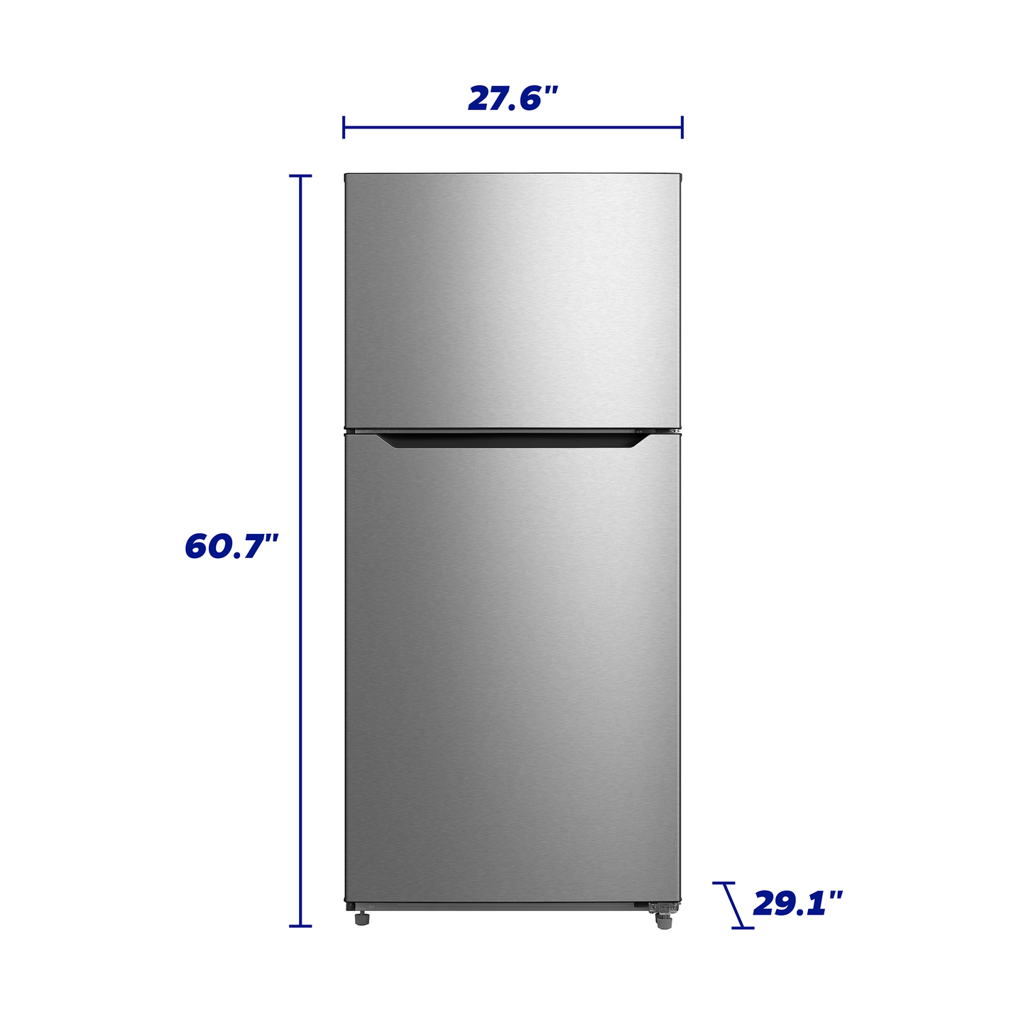 Front view of 14.2 cu. ft. stainless steel top freezer refrigerator with compact dimensions from Refrigerators collection