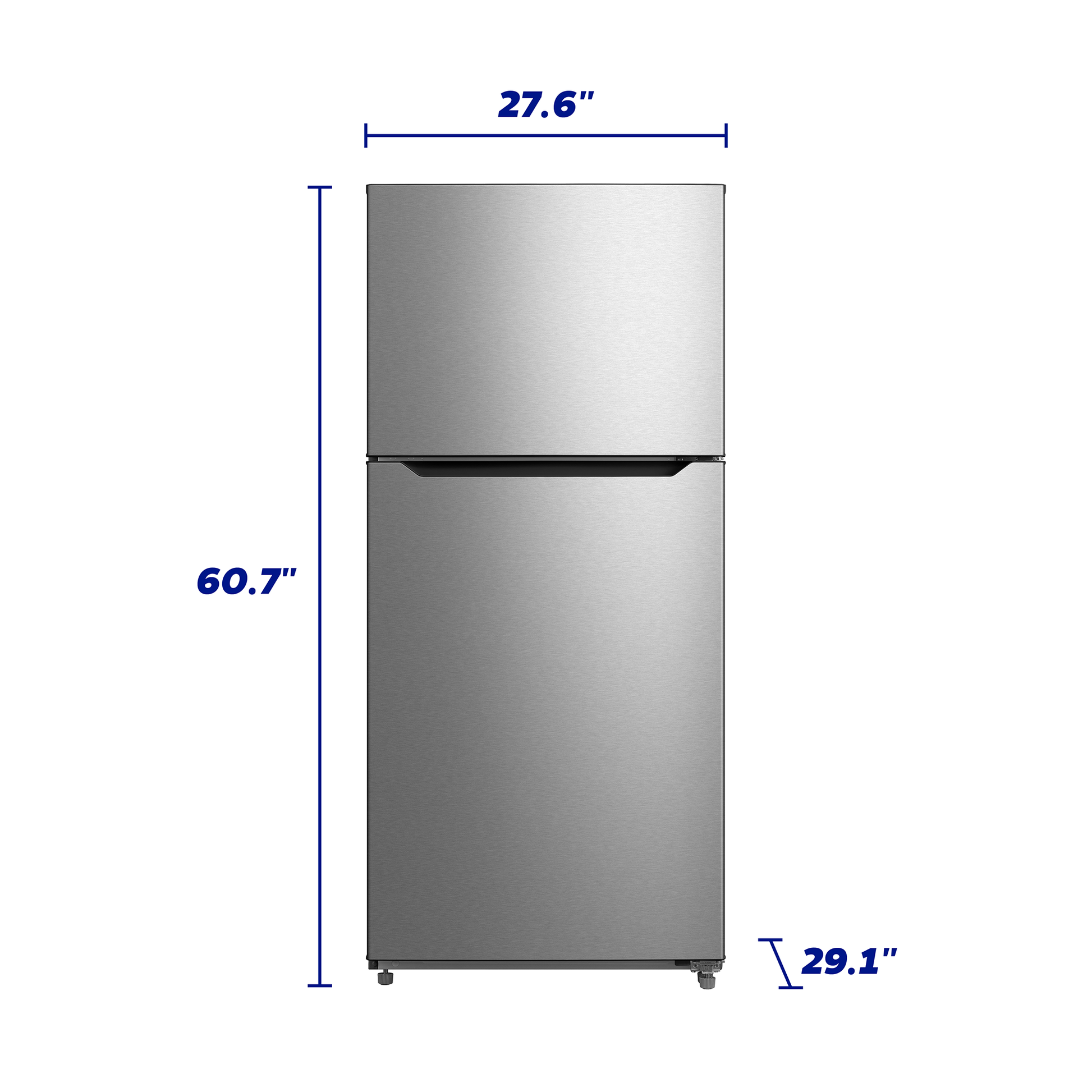 Front view of 14.2 cu. ft. stainless steel top freezer refrigerator with compact dimensions from Refrigerators collection