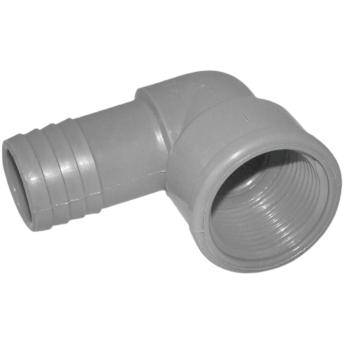 Gray polypropylene 90-degree insert elbow fitting with female threaded end for plumbing and pipes & fittings collections