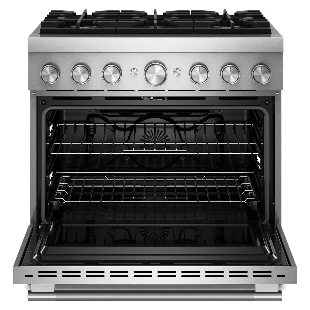 36-Inch 6 Burner Commercial-Style Dual Fuel Range with No Preheat Air Fry Mode