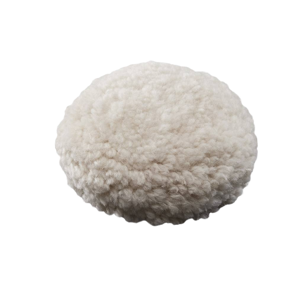 Round 3-inch wool cutting pad with thick fibers for polishing and finishing in tools and home improvement tasks