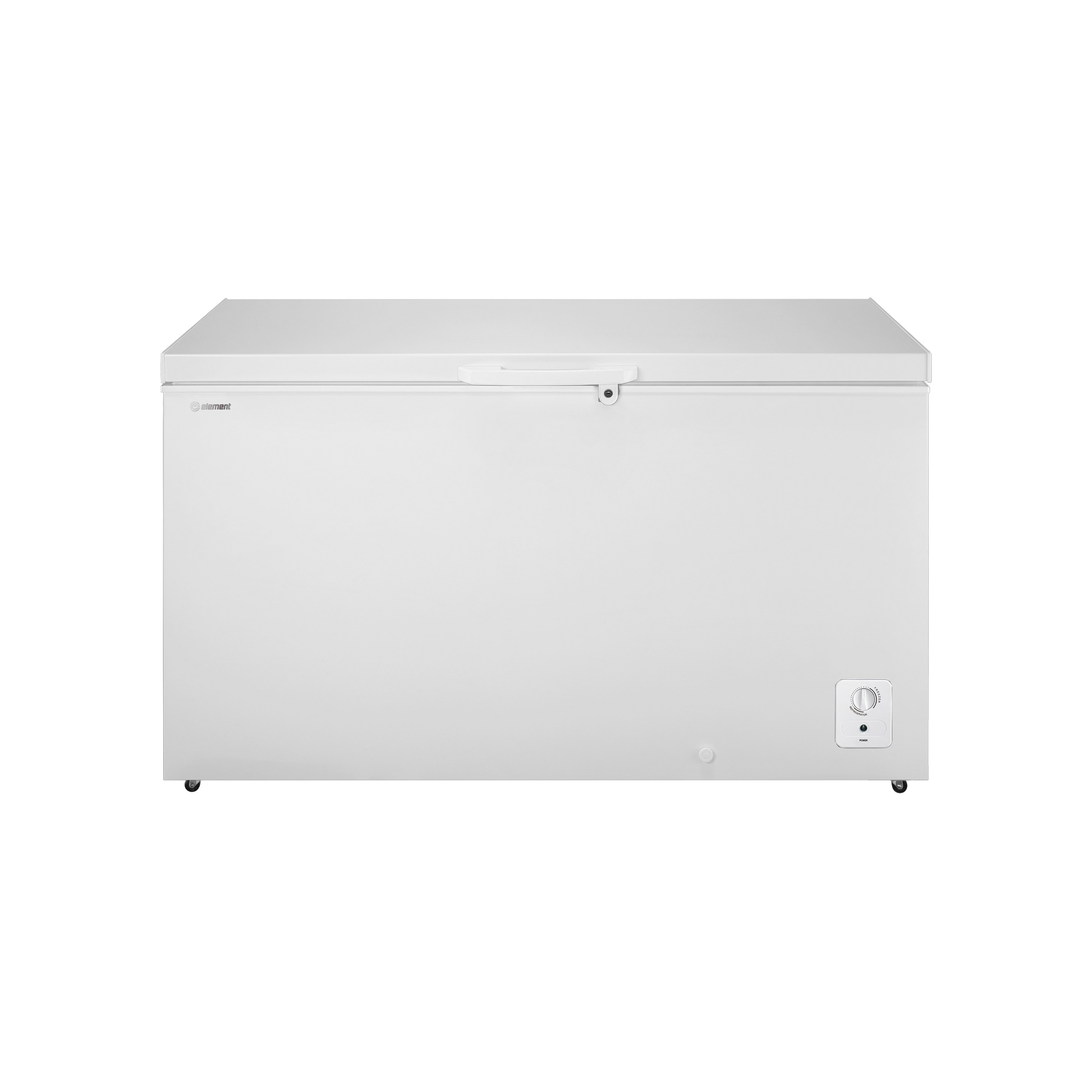 White chest freezer with front temperature control knob and lock in freezers and kitchen appliances collection