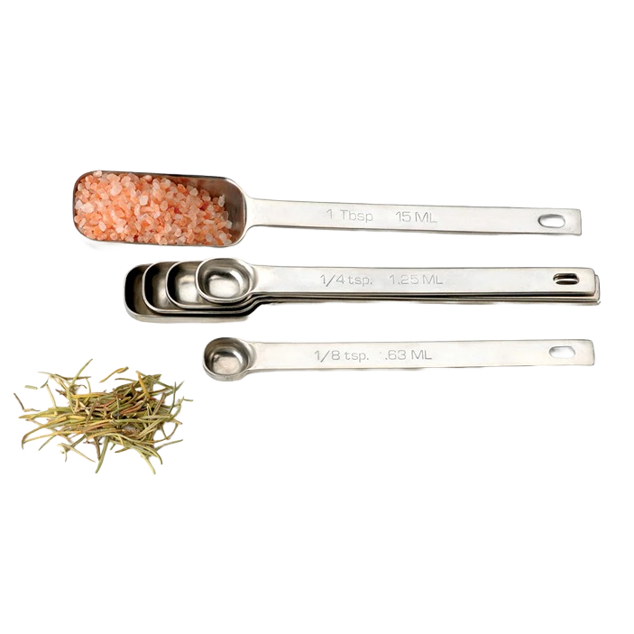 RSVP 6-piece polished stainless steel measuring spoons with rectangular heads for precise kitchen gadget use under $50 collections