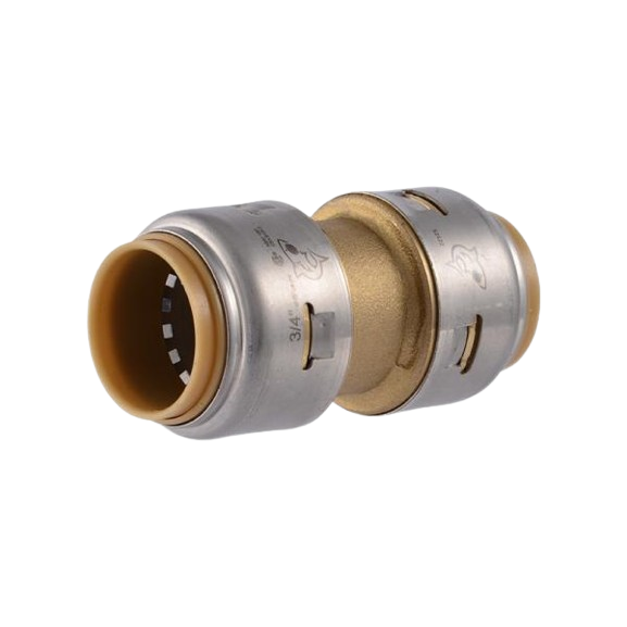 Brass and steel push-to-connect coupling for plumbing with durable construction in pipes and fittings category