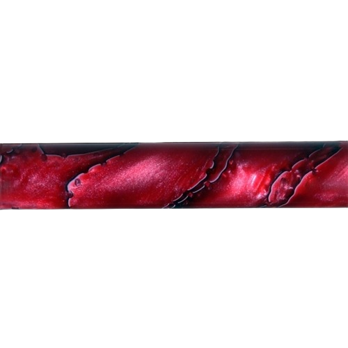 Crimson red acrylic pen blank with swirling dark patterns for crafting and home improvement projects