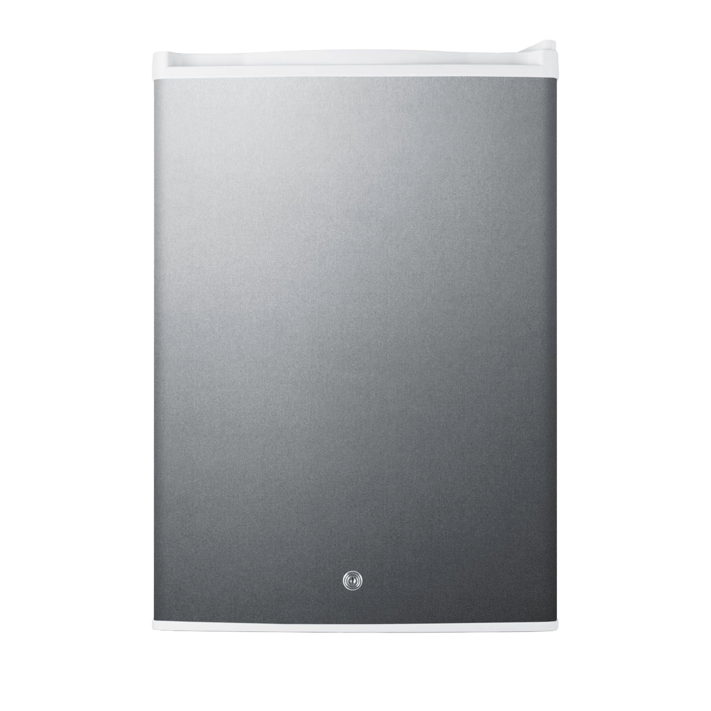 Compact all-refrigerator with white top and stainless steel door in mini refrigerators and kitchen appliances collection