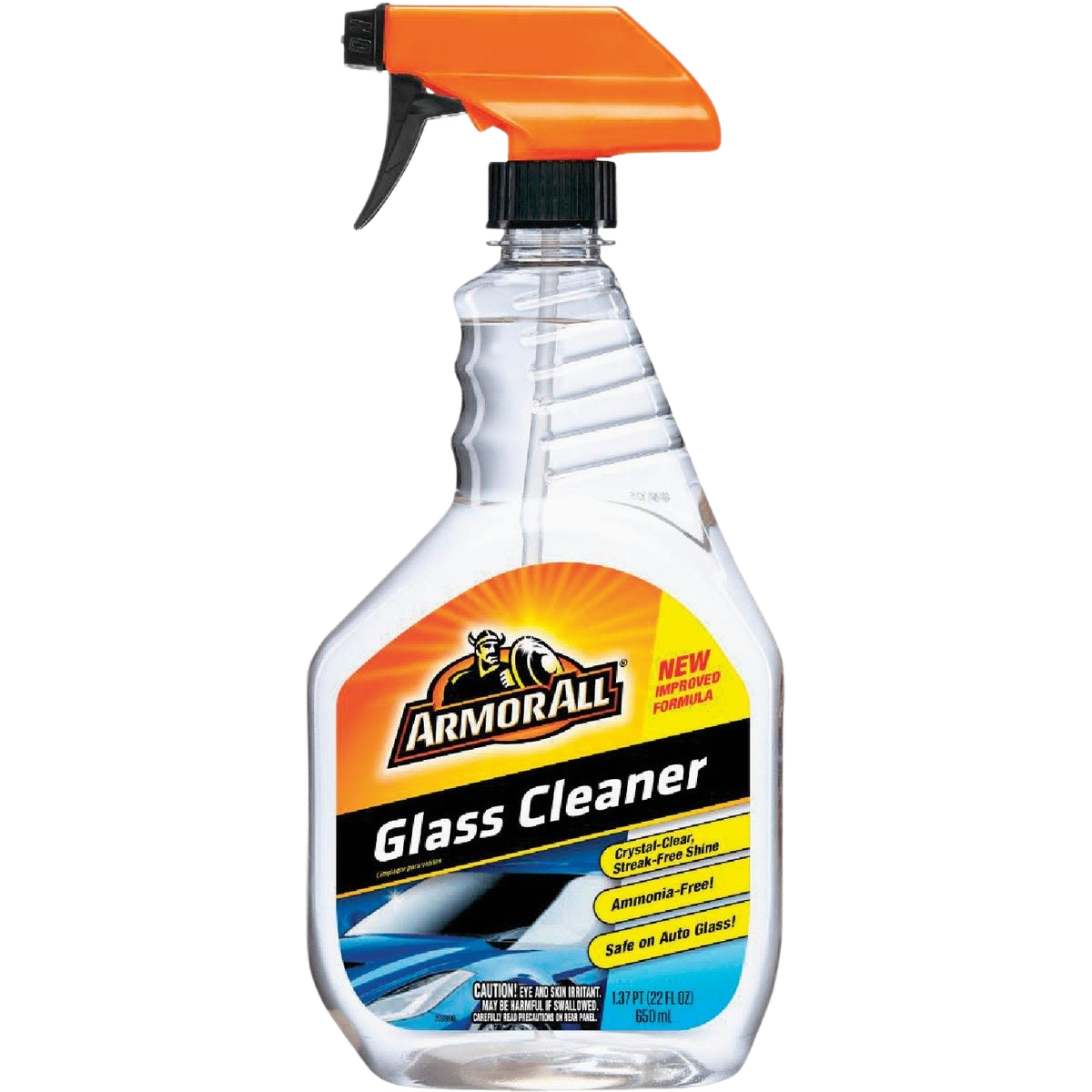 Clear spray bottle of Armour All glass cleaner for automotive use in cleaning supplies and automotive collections