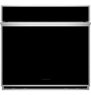 Minimalist stainless steel single wall oven with wide black glass front and discreet handle, suitable for Single Wall Ovens, Wall Ovens, Kitchen & Kitchenware, All Products, and Appliances collections.
