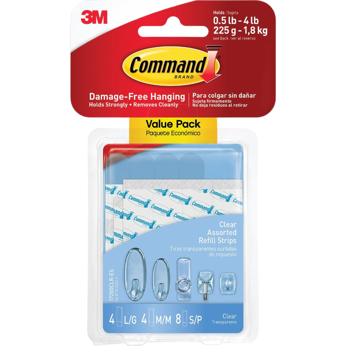 Clear assorted adhesive refill strips for damage-free hanging in hardware and fasteners under $50 collection