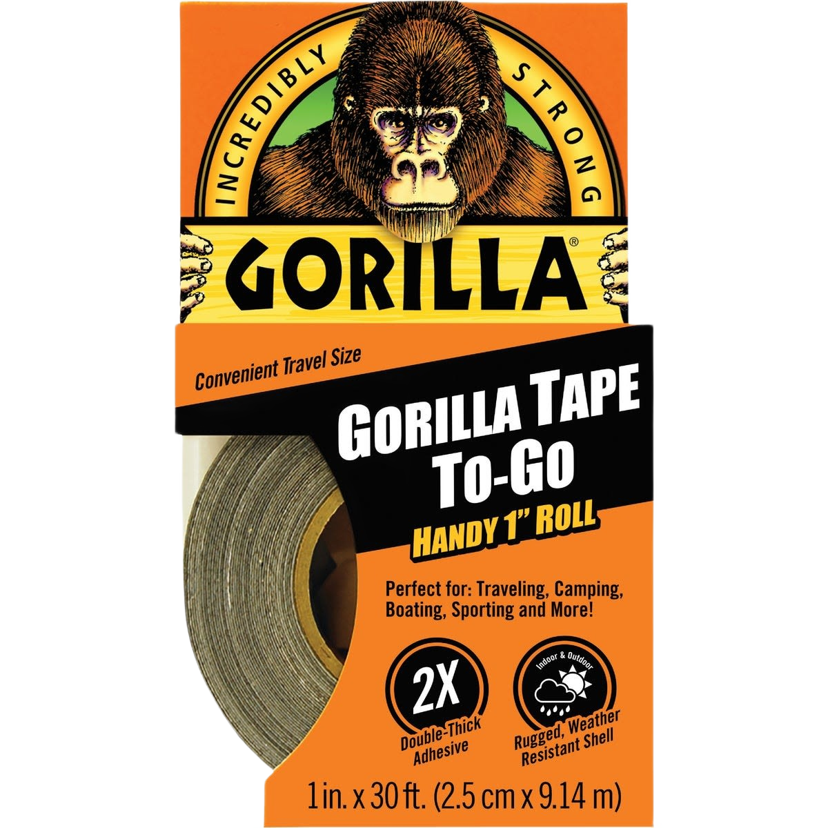 Travel-size black heavy-duty duct tape roll with double-thick adhesive, durable for outdoor and indoor home improvement tasks