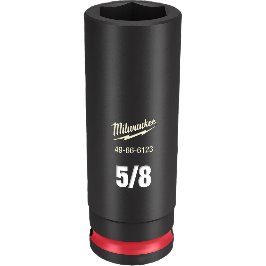 Milwaukee black impact duty deep socket with 5/8 size, suitable for hand tools and home improvement projects