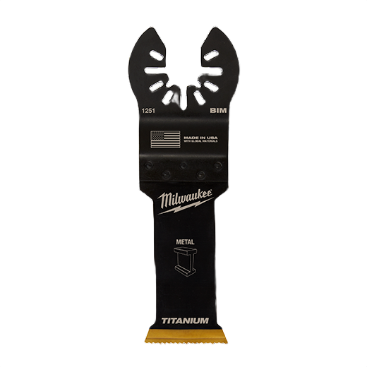 Black Milwaukee metal-cutting blade with titanium-enhanced teeth designed for home improvement tasks and tool use