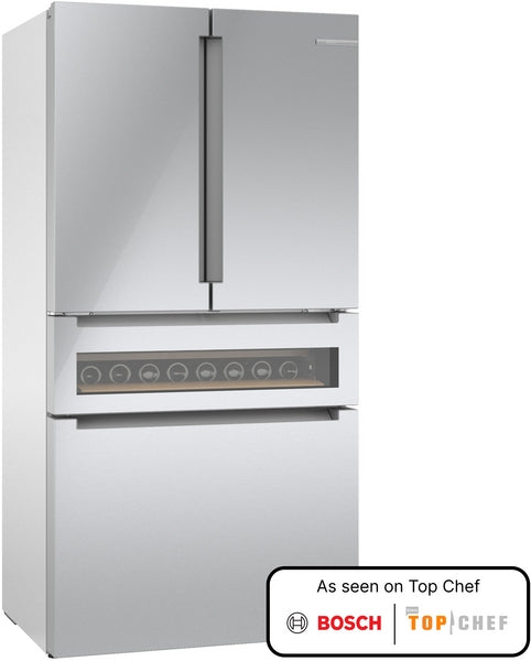 800 Series, French Door Bottom Mount Refrigerator, Glass door, 36'', Stainless Steel