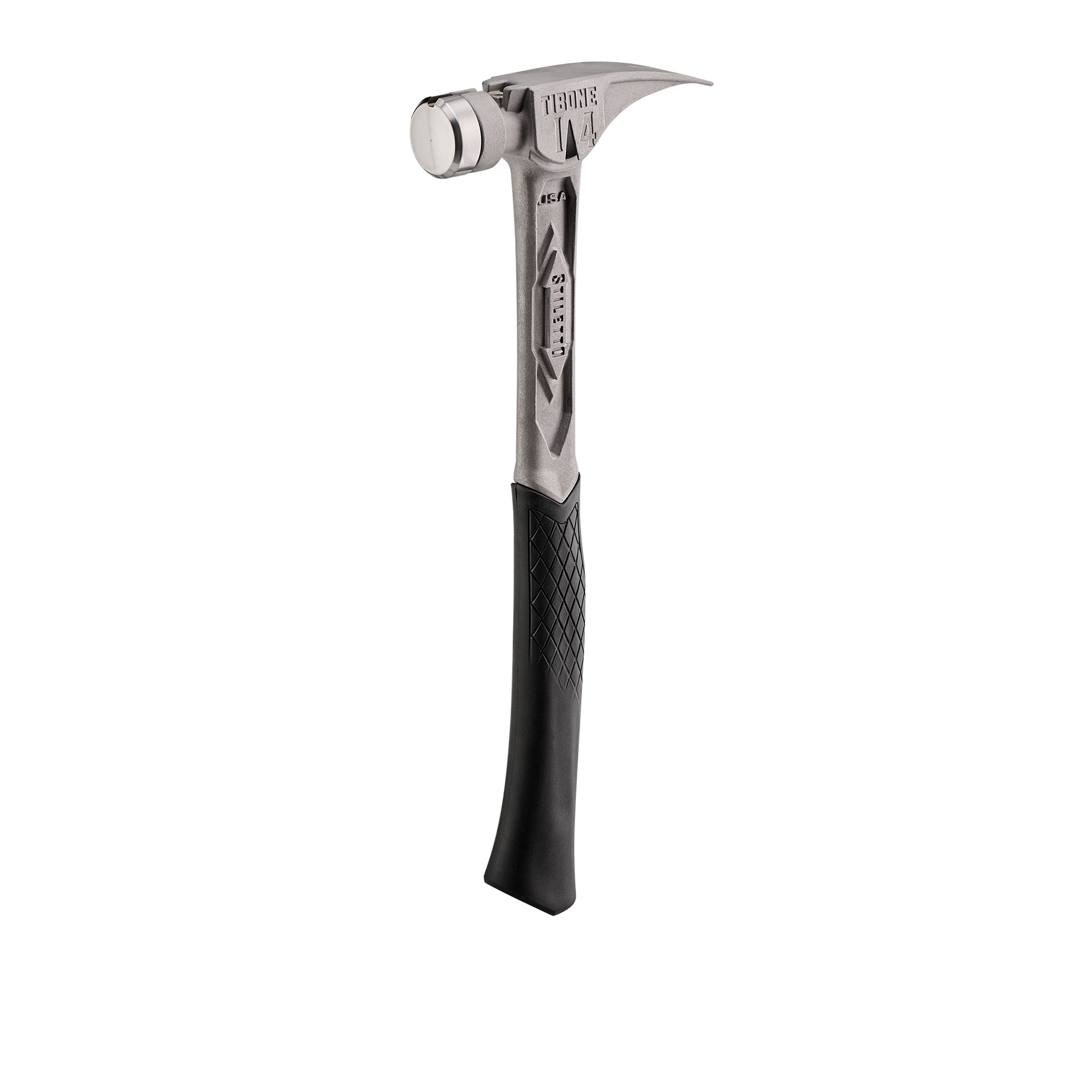 Titanium framing hammer with smooth face and curved claw, featuring textured black handle for home improvement tasks