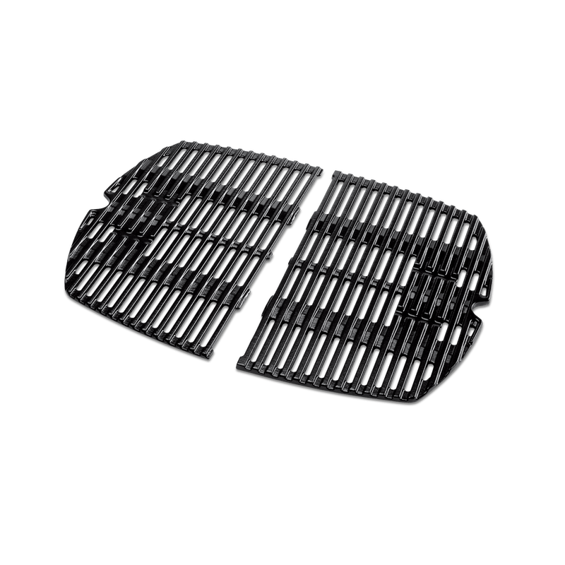Set of two cast iron cooking grates with ridged design for even heat distribution in outdoor grilling accessories collections