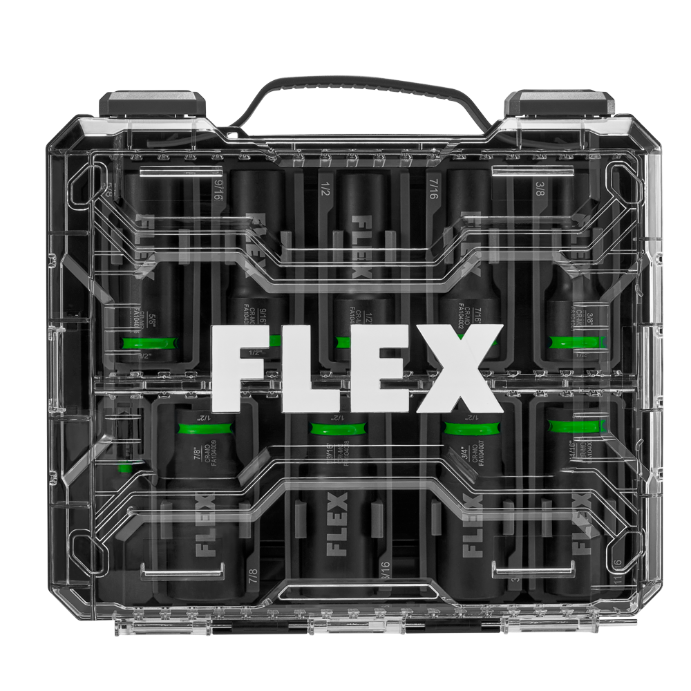 FLEX 10-Pc. Thin Wall Deep Well 6-Point 1/2" Drive Impact Nut Socket Set