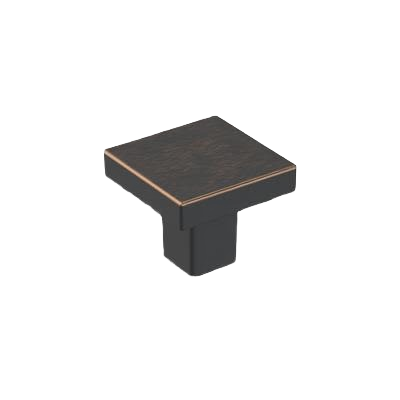 Square cabinet knob with oil-rubbed bronze finish for home improvement projects and furniture upgrades