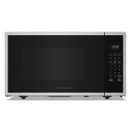 Front view of a stainless steel 1.6 Cu. Ft. microwave with digital keypad in KitchenAid countertop microwaves collection