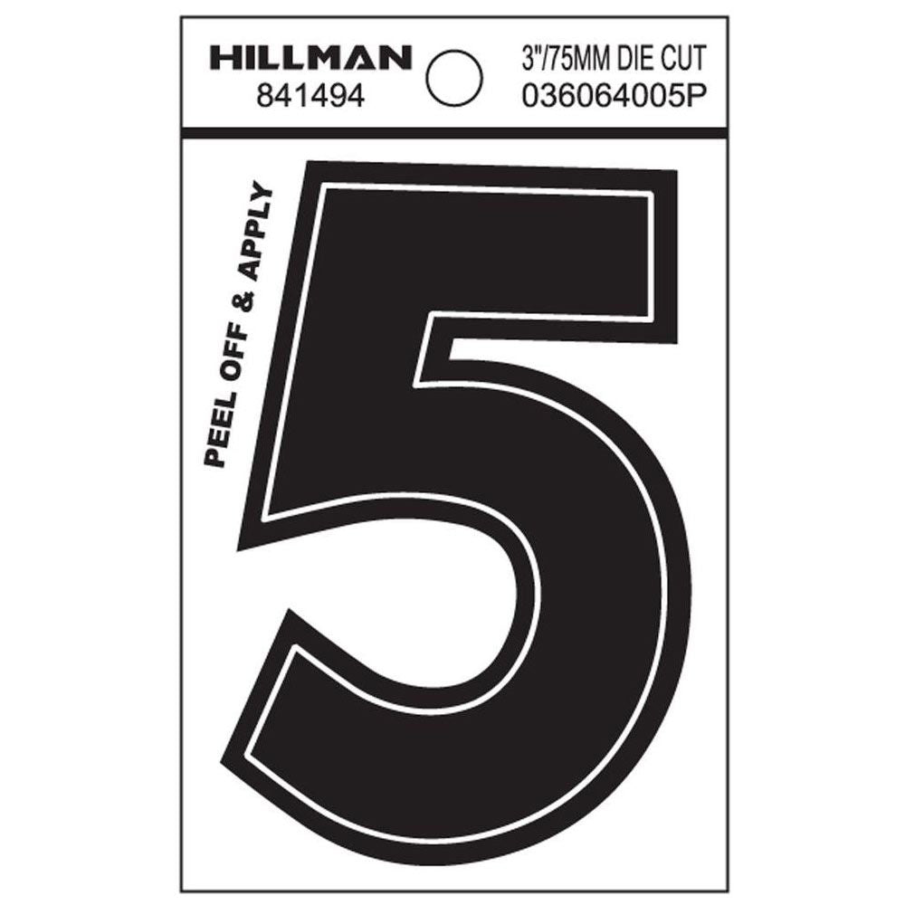 Black adhesive vinyl house number 5 for easy application in hardware and home improvement under $25 collections