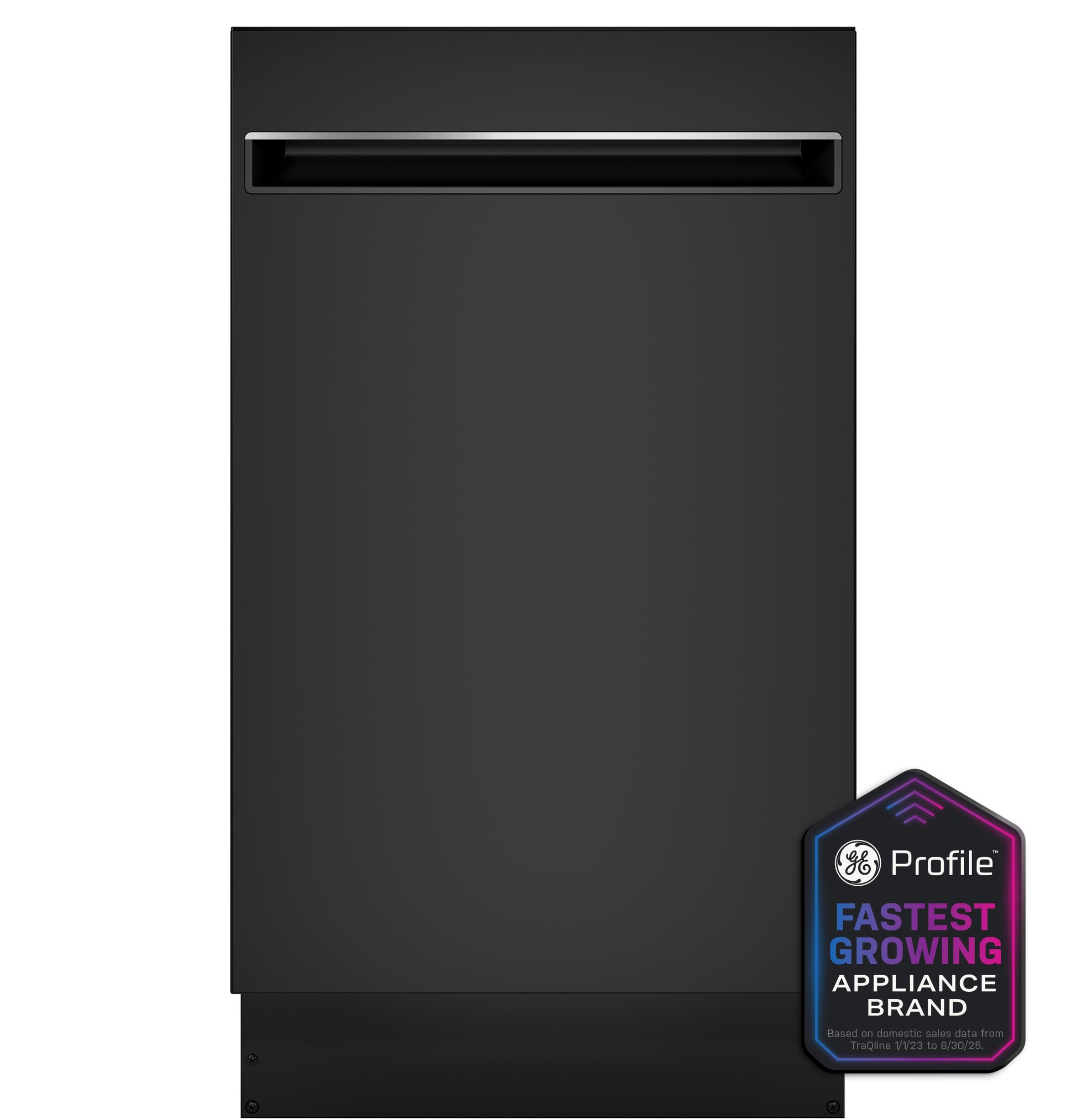 Matte black ADA compliant dishwasher with concealed handle and energy efficient design in Dishwashers and Appliances collections