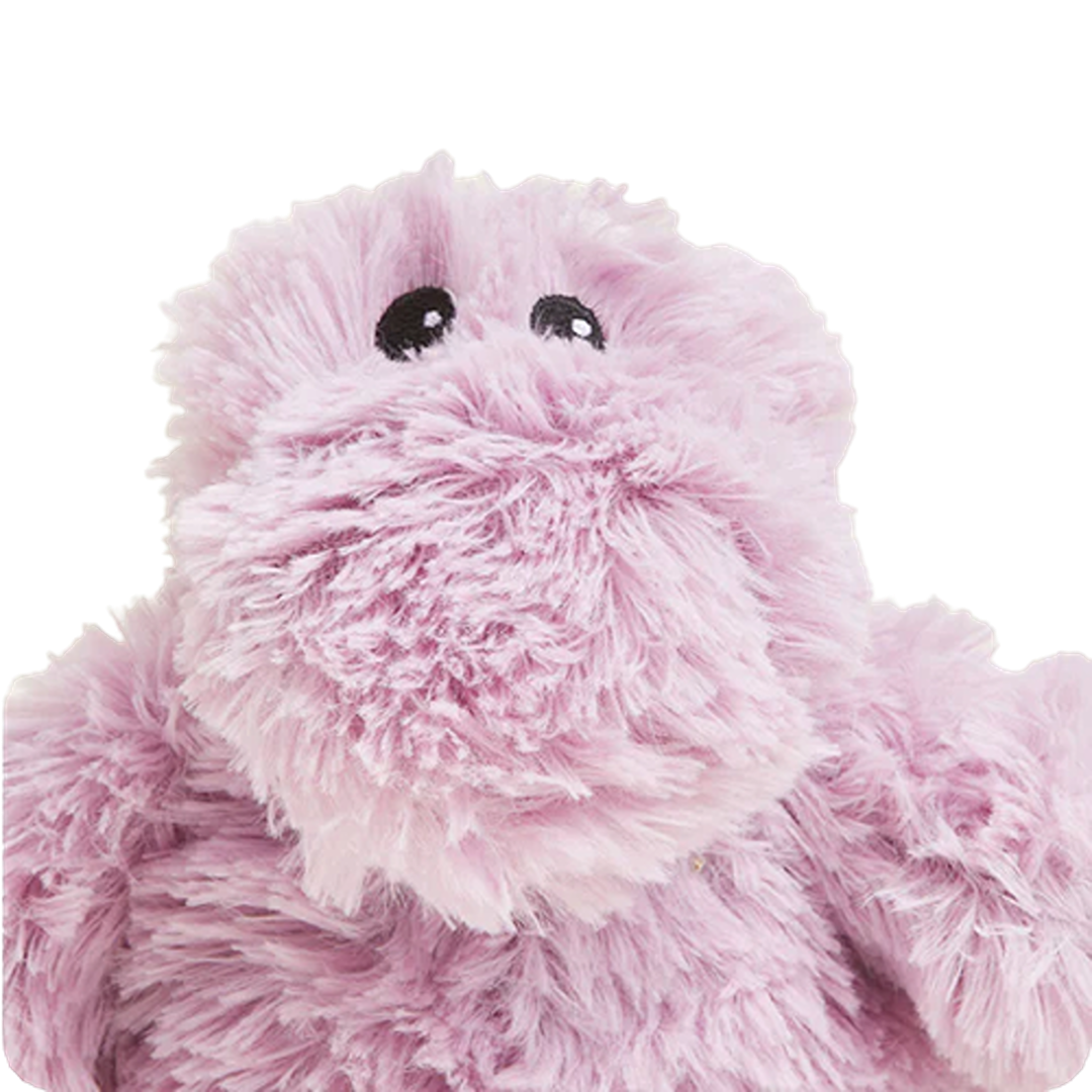 Plush lavender hippo with soft microwavable filling for soothing warmth and comforting relaxation