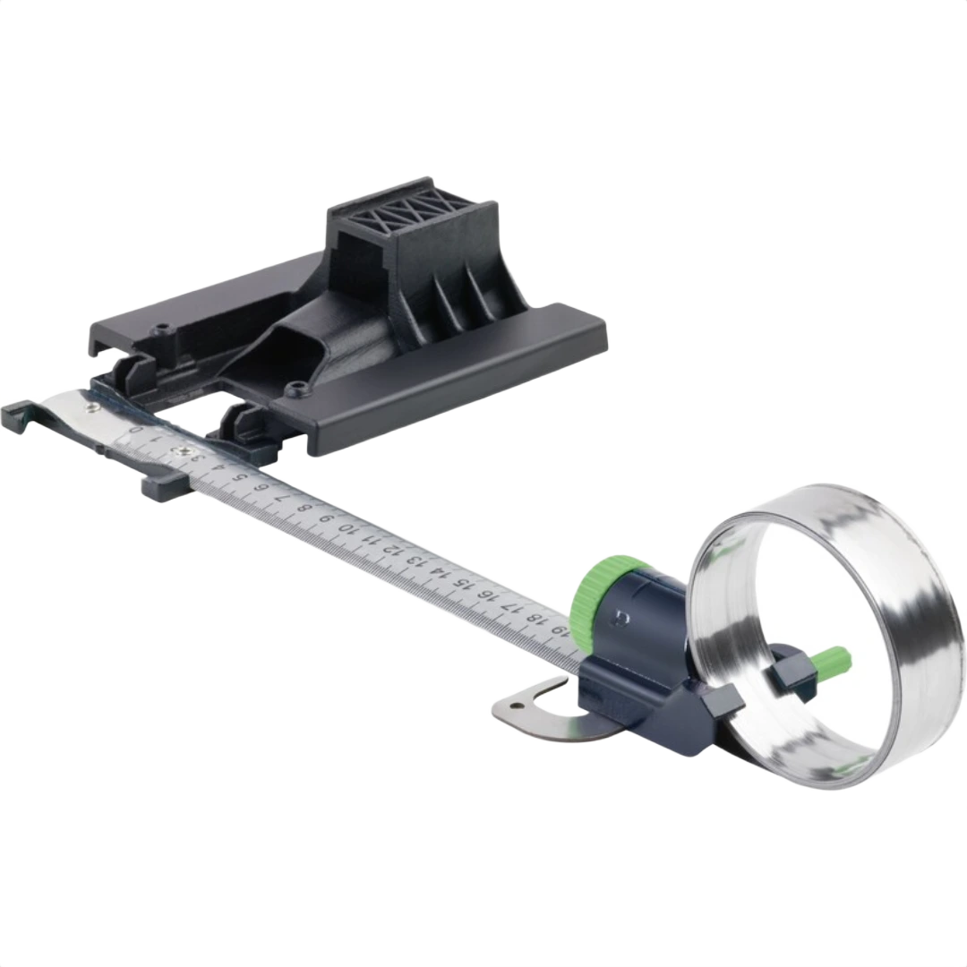 Metal and plastic circle cutting guide with measuring scale for power tool accessories in saw accessories collections