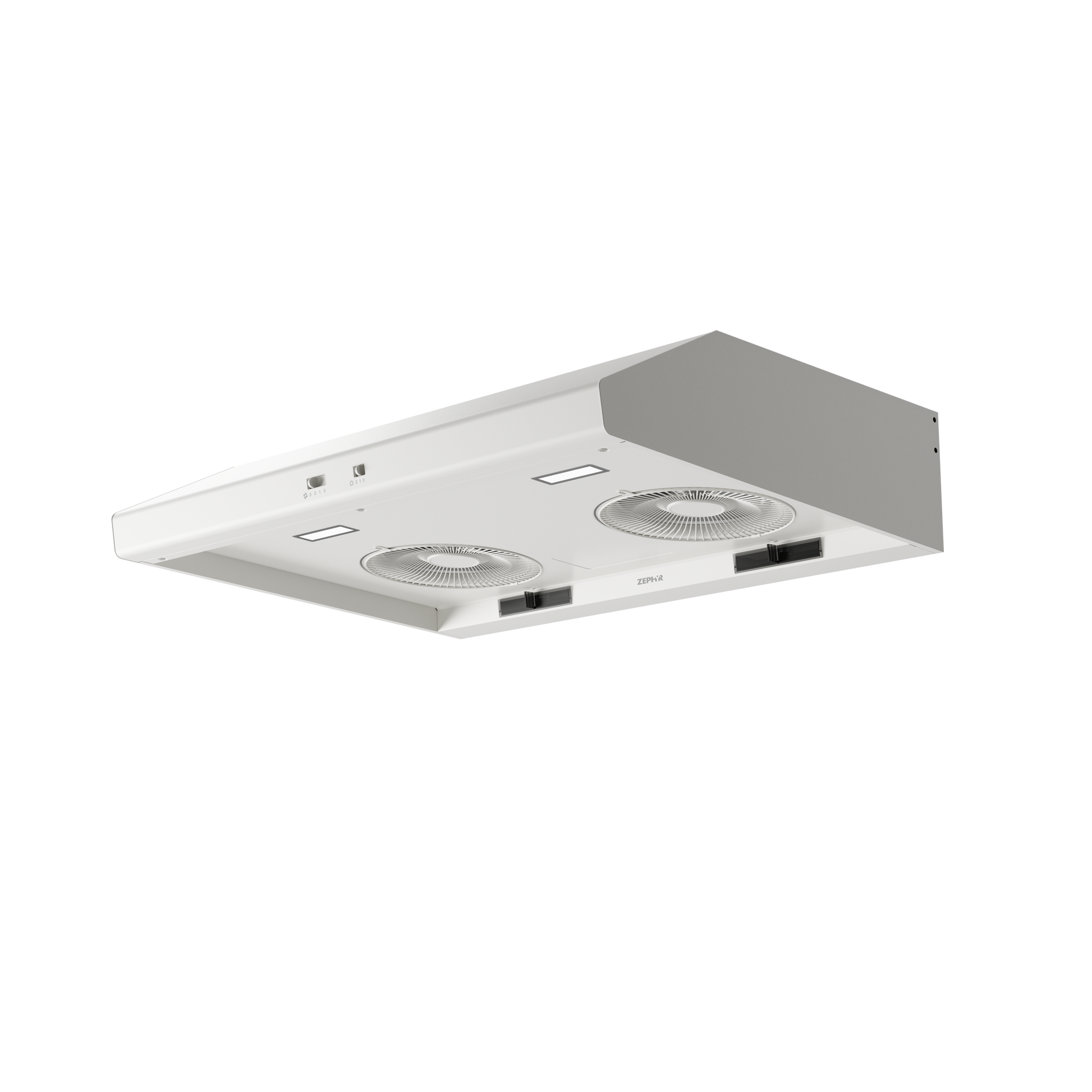 30-inch white under cabinet range hood with dual fans and LED lighting in kitchen appliances collection