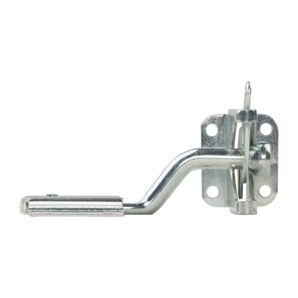 Zinc sag compensating latch with floating bar for adjustable door latching in furniture hardware and home improvement.