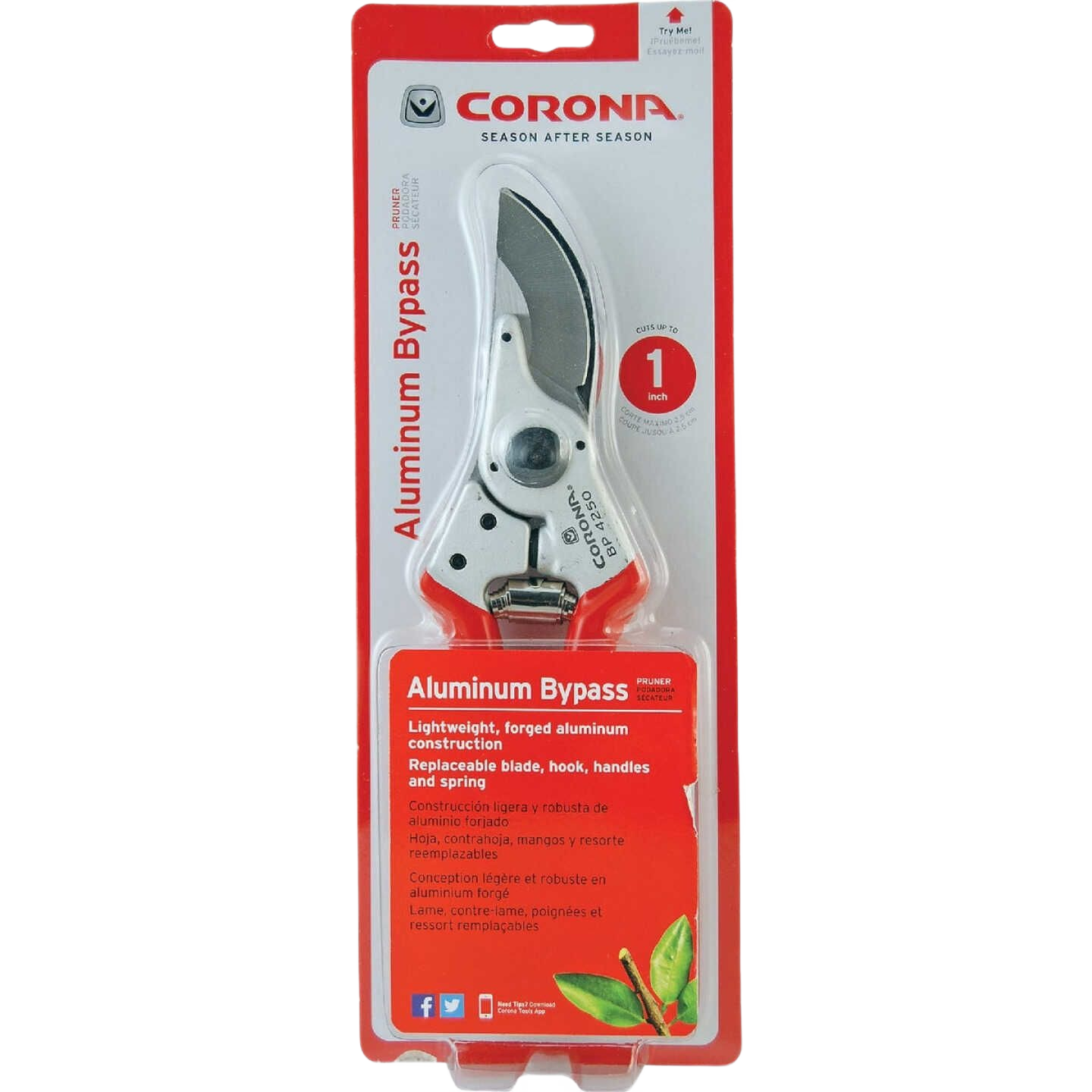 Lightweight forged aluminum bypass pruner with replaceable blade and ergonomic handles for home improvement tasks