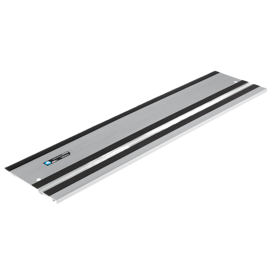 31-inch aluminum track saw guide rail with black anti-slip strips for precise cutting in tools and home improvement.