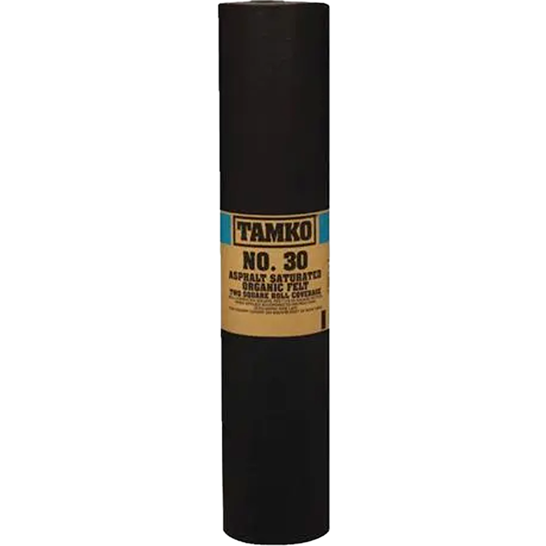 Roll of asphalt saturated organic felt used in roofing and home improvement projects from lumber and building materials collection