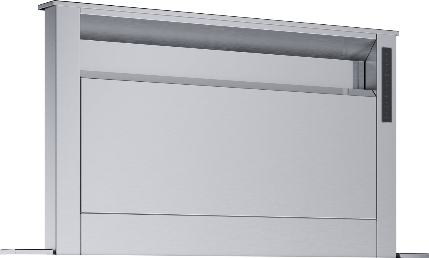 stainless steel downdraft ventilation system with digital control panel for modern kitchen and home improvement