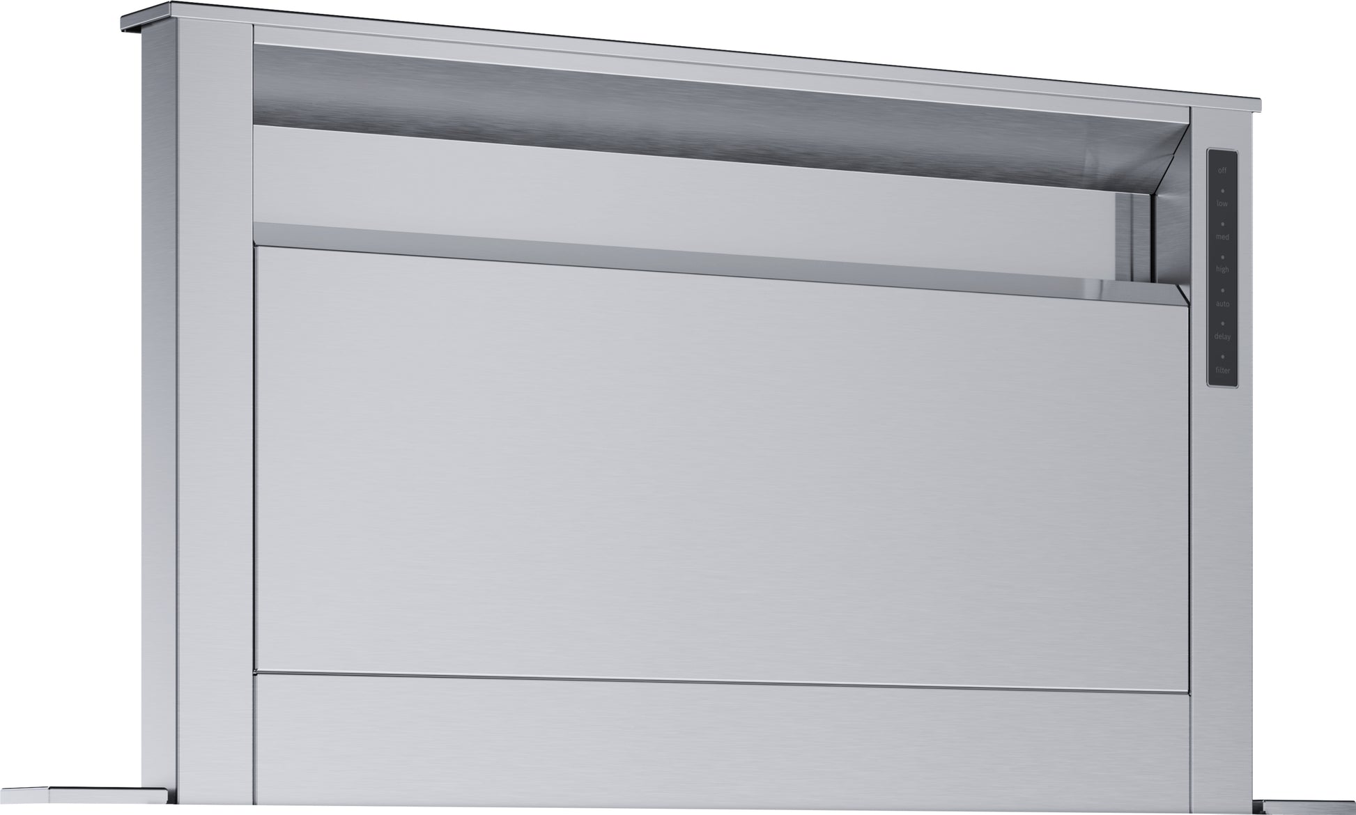 stainless steel downdraft ventilation system with digital control panel for modern kitchen and home improvement